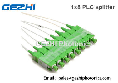 1x8 Blockless Fiber PLC Splitter Mini Size Even Coupling Ratio 1meter SC/APC