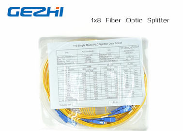 1x8 One In Eight Out SC / UPC Fiber Optic splitter plc , optical fiber splitter SM 1M