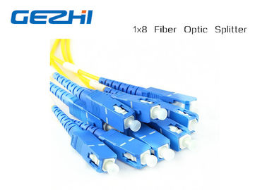 1x8 One In Eight Out SC / UPC Fiber Optic splitter plc , optical fiber splitter SM 1M